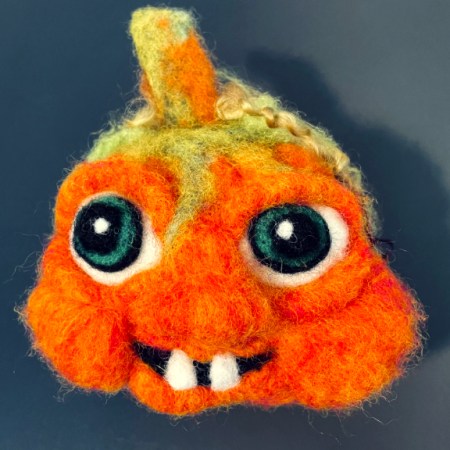 funny face felted pumpkin