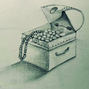 Treasure, sketch, chest
